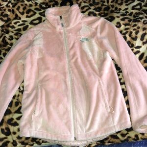 Furry blush pink NorthFace jacket